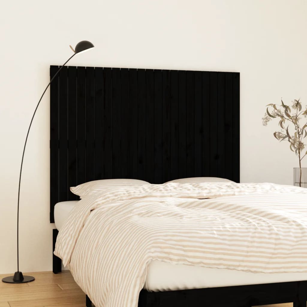 JUNG Vida Wand-Kopfteil Schwarz 146,5x3x110 cm Massivholz Kiefer