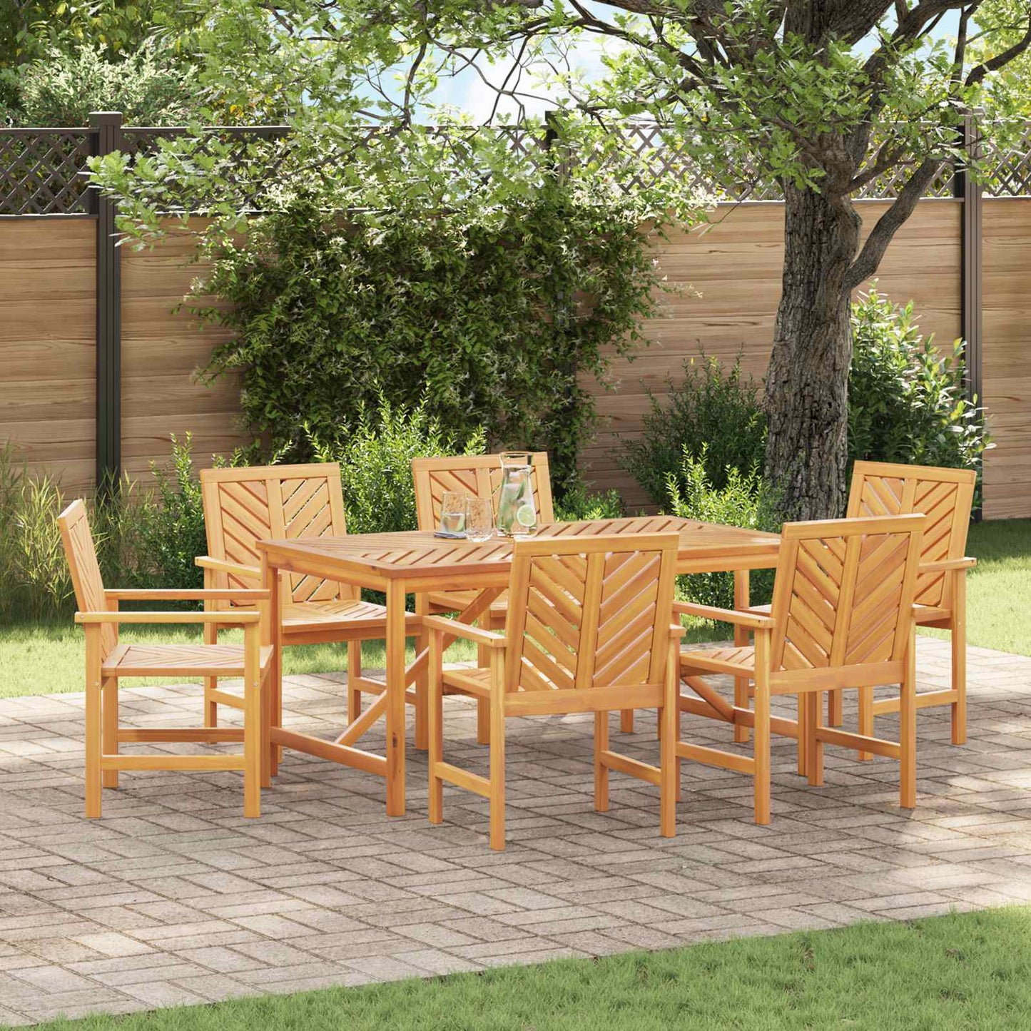 JUNG Vida Esszimmerstuhl 6 pcs Natur 62,5 x 59 x 89 cm Massivholz Akazie