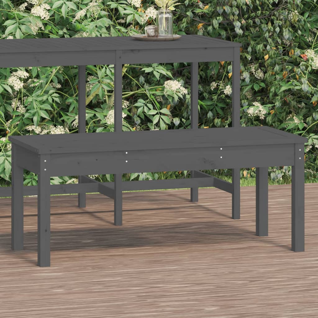 JUNG Vida Gartenbank Grau 109x44x45 cm Massivholz Kiefer