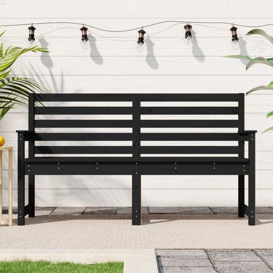 JUNG Vida Gartenbank Schwarz 159,5x48x91,5 cm Massivholz Kiefer