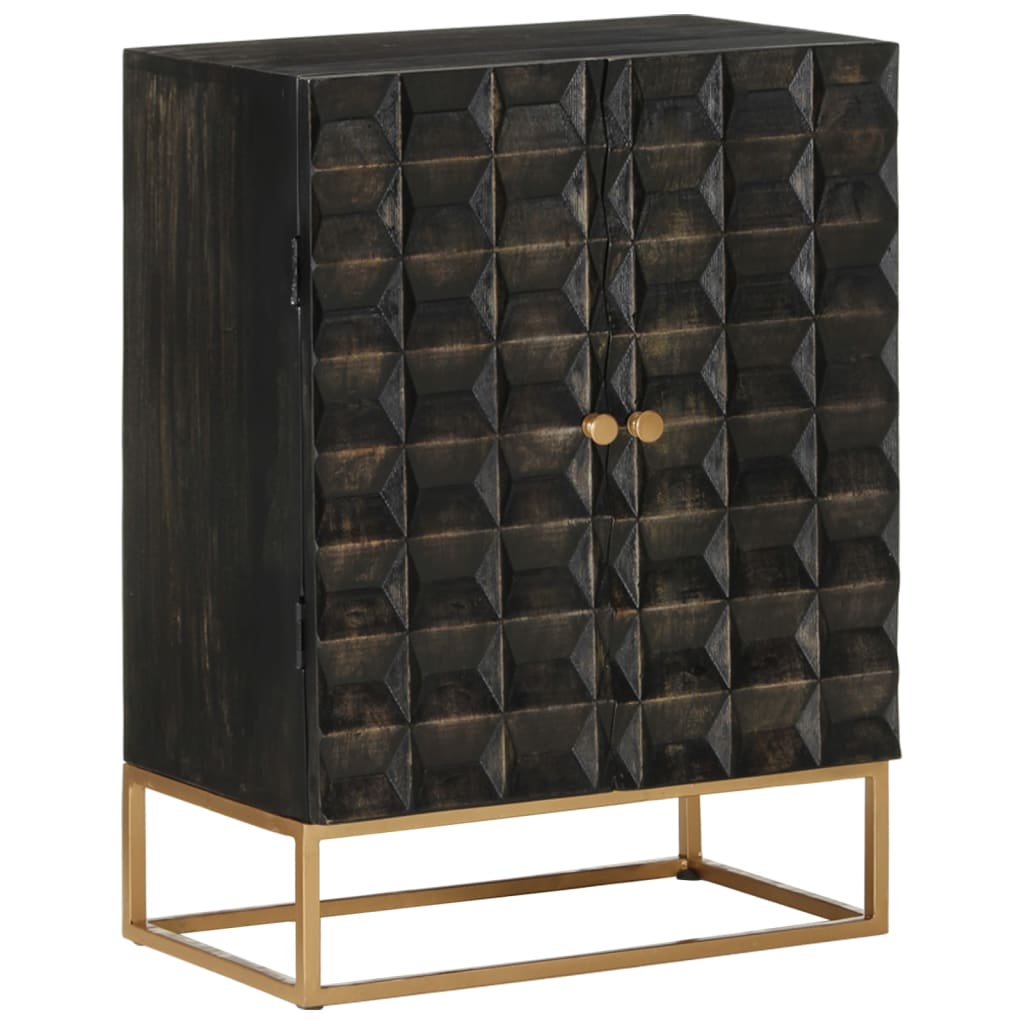 JUNG Vida Sideboard Schwarz 55x34x75 cm Massivholz Mango und Eisen