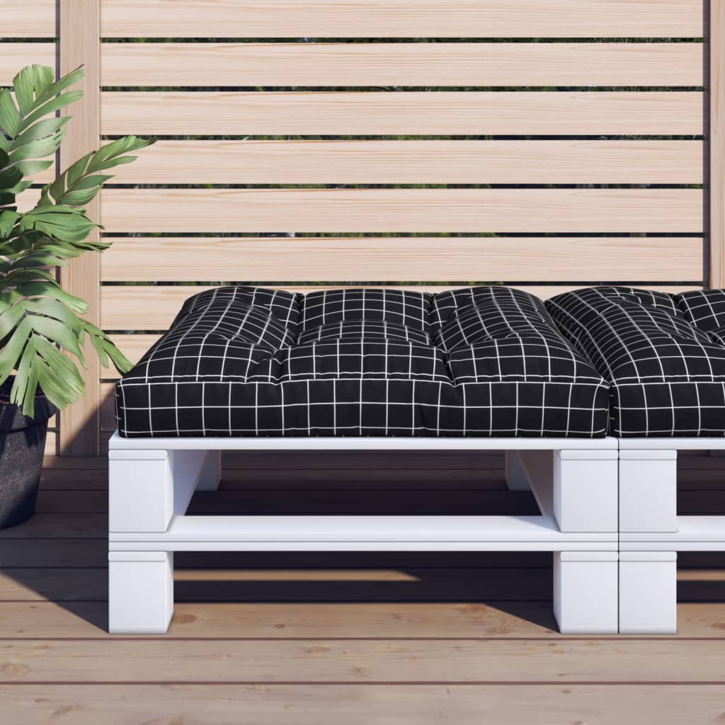 JUNG Vida Palettenkissen Schwarz Karomuster 80x80x12 cm Stoff
