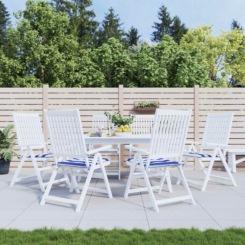 JUNG Vida Gartenstuhl-Kissen 6 Stk. Blau & Weiß Gestreift 40x40x4cm Stoff