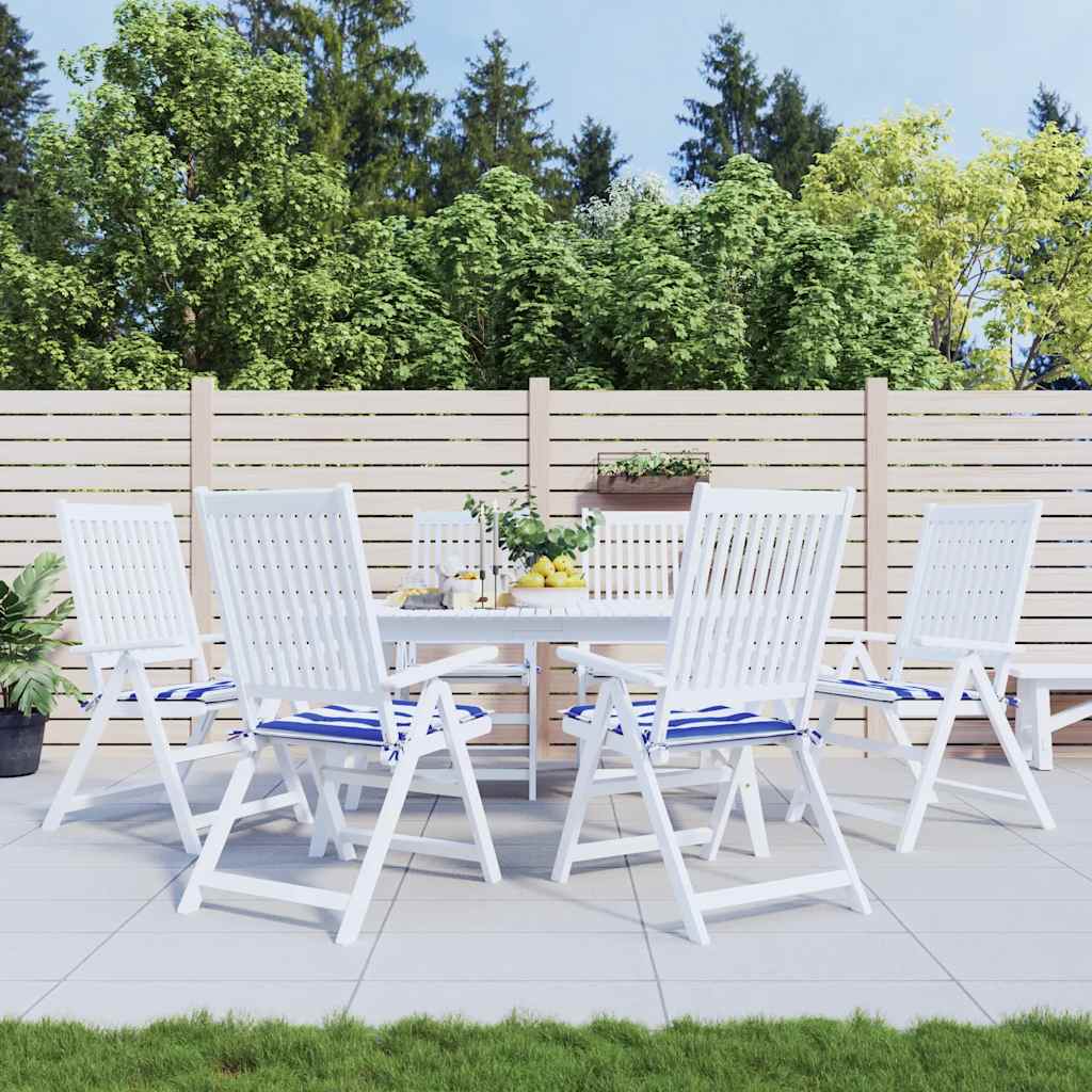 JUNG Vida Gartenstuhl-Kissen 6 Stk. Blau & Weiß Gestreift 50x50x4cm Stoff