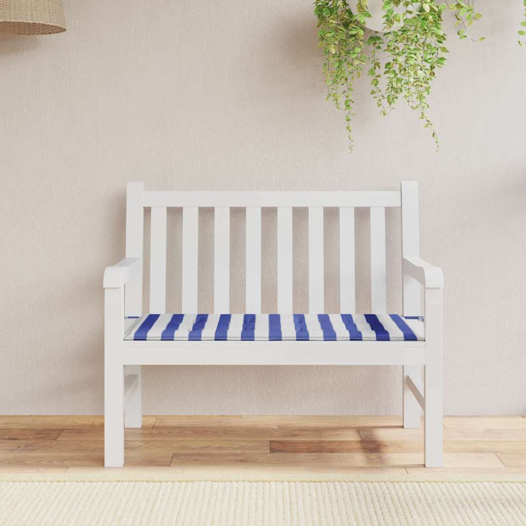 JUNG Vida Gartenbank-Auflage Blau&Weiß Gestreift 120x50x4 Oxford-Gewebe