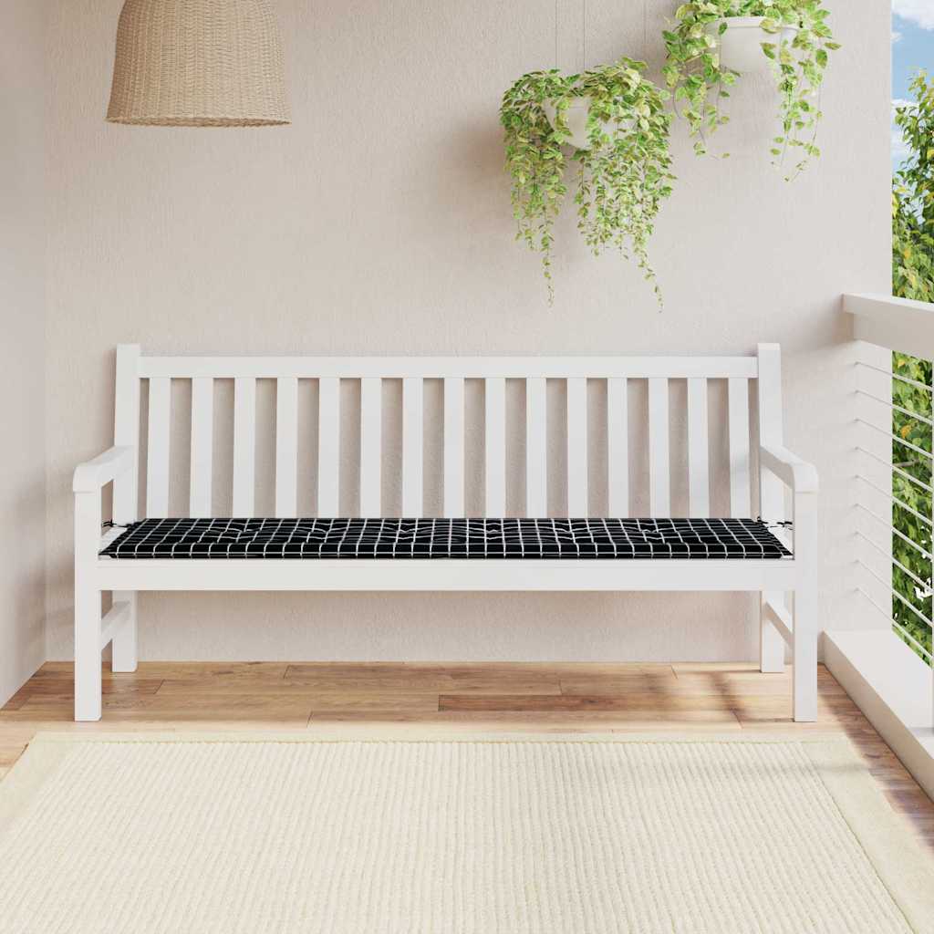 JUNG Vida Bankpolster Schwarz kariert 150 x 50 x 3 cm Oxford-Stoff