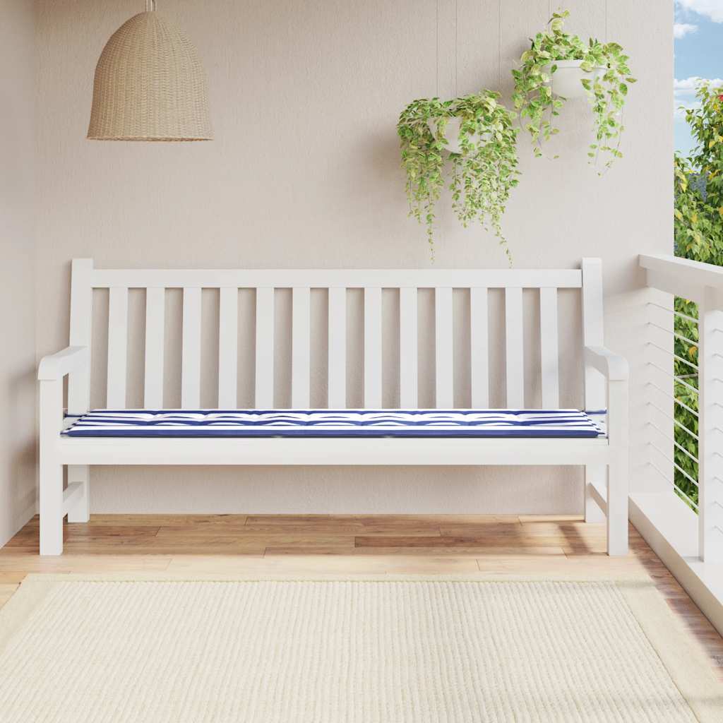 JUNG Vida Gartenbank-Auflage Blau&Weiß Gestreift 200x50x4 Stoff