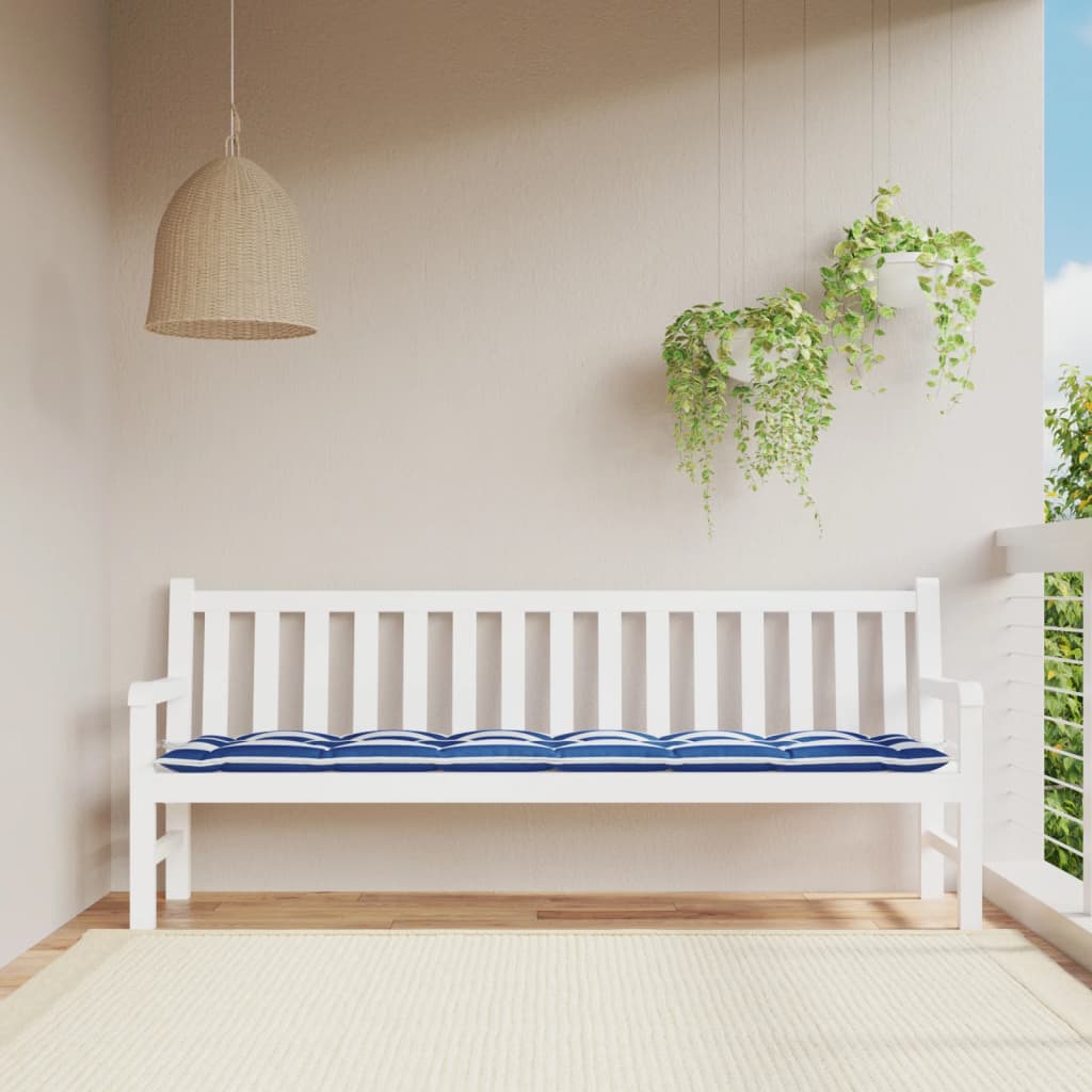 JUNG Vida Gartenbank-Auflage Blau&Weiß Gestreift 200x50x7 cm Stoff