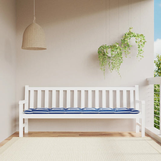 JUNG Vida Gartenbank-Auflage Blau&Weiß Gestreift 200x50x7 cm Stoff