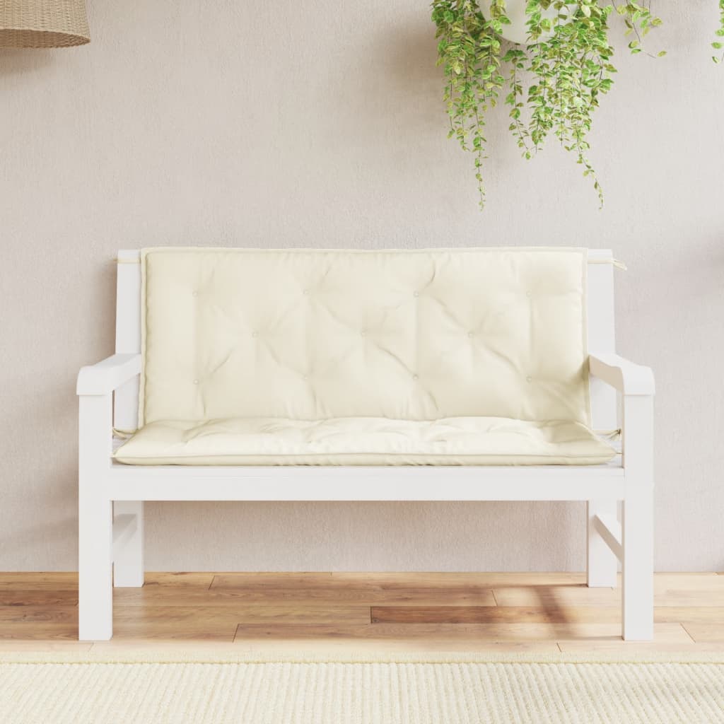 JUNG Vida Gartenbank-Auflagen 2 Stk. Cremeweiß 120x50x7 cm Oxford-Gewebe