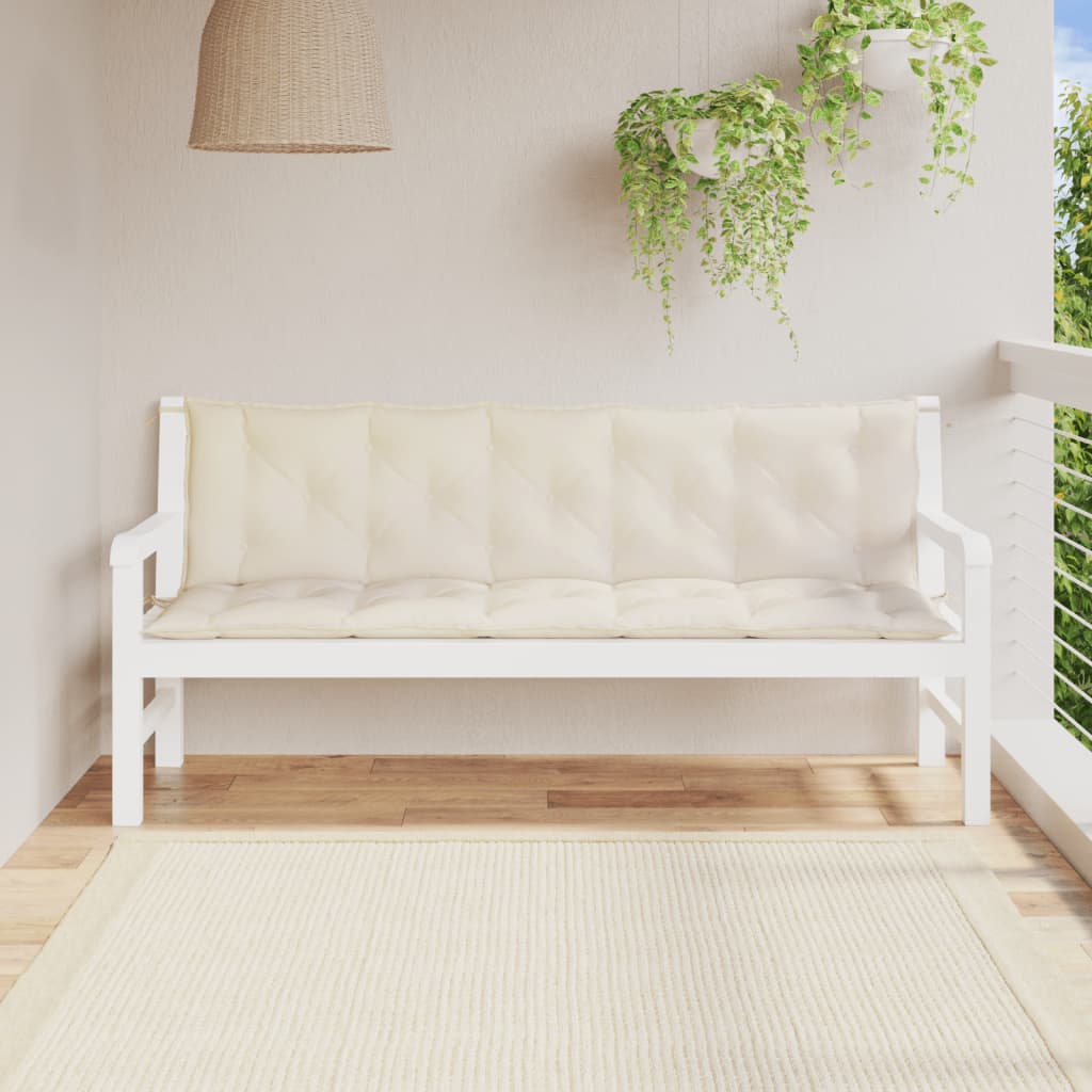 JUNG Vida Gartenbank-Auflagen 2 Stk. Cremeweiß 180x50x7 cm Oxford-Gewebe