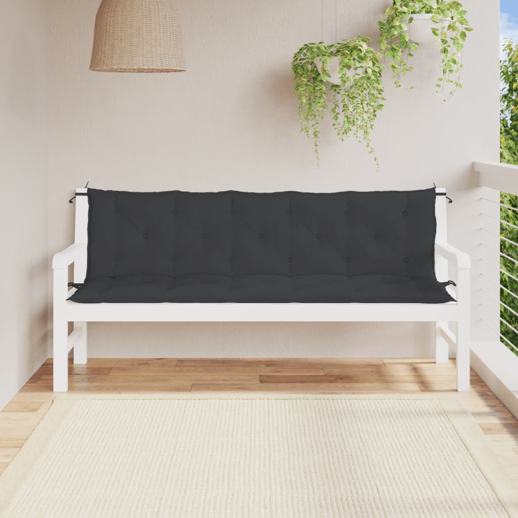 JUNG Vida Gartenbank-Auflagen 2 Stk. Schwarz 180x50x7 cm Oxford-Gewebe
