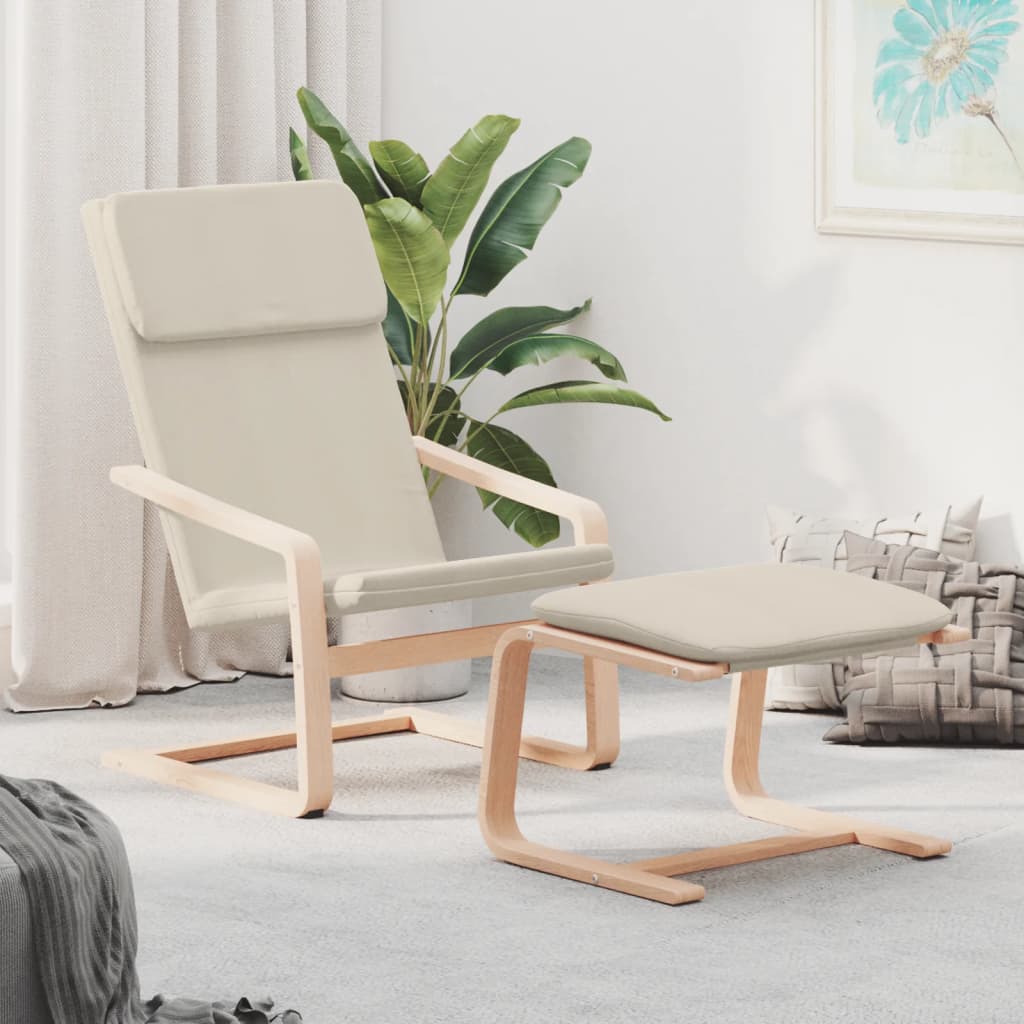 JUNG Vida Relaxsessel mit Hocker Creme Stoff