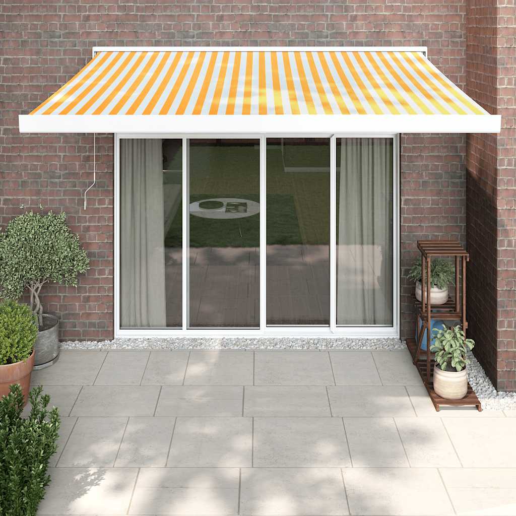 JUNG Vida Markise Einziehbar Gelb und Weiß 3,5x2,5 m Stoff und Aluminium
