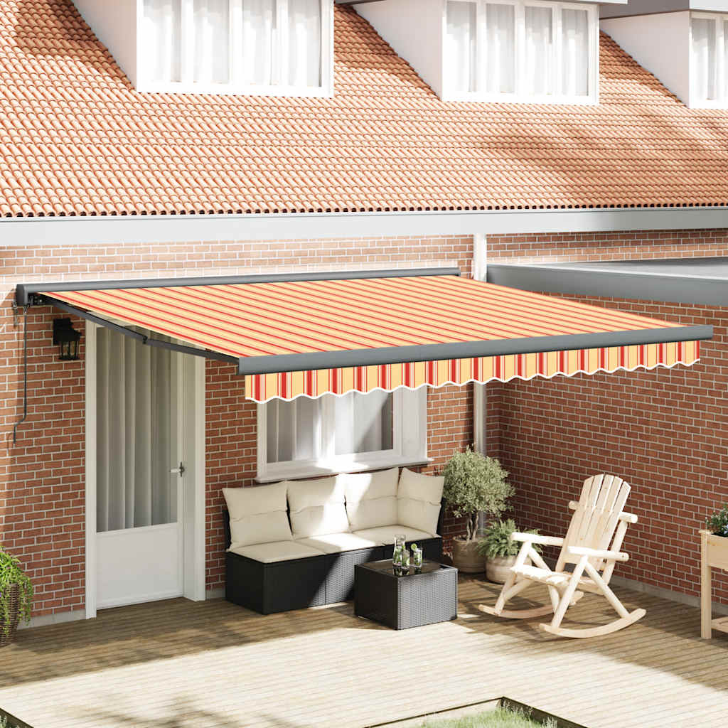 JUNG Vida Markise Einziehbar Gelb und Weiß 4x3 m Stoff und Aluminium