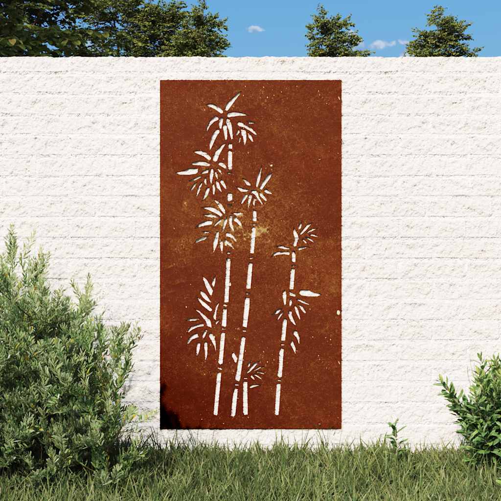JUNG Vida Garten-Wanddeko 105x55 cm Cortenstahl Bambus-Design