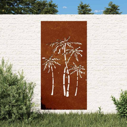 JUNG Vida Garten-Wanddeko 105x55 cm Cortenstahl Palmen-Design