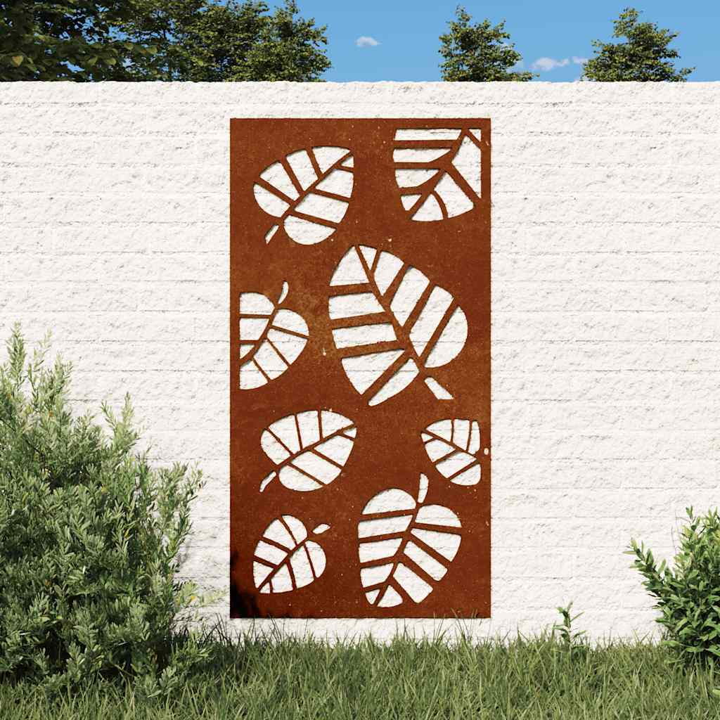 JUNG Vida Garten-Wanddeko 105x55 cm Cortenstahl Blatt-Design