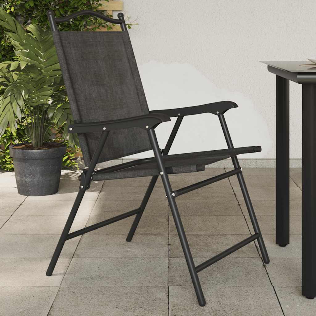 JUNG Vida Klappbare Gartenstühle 2 Stk. Graumeliert Stahl und Textilene