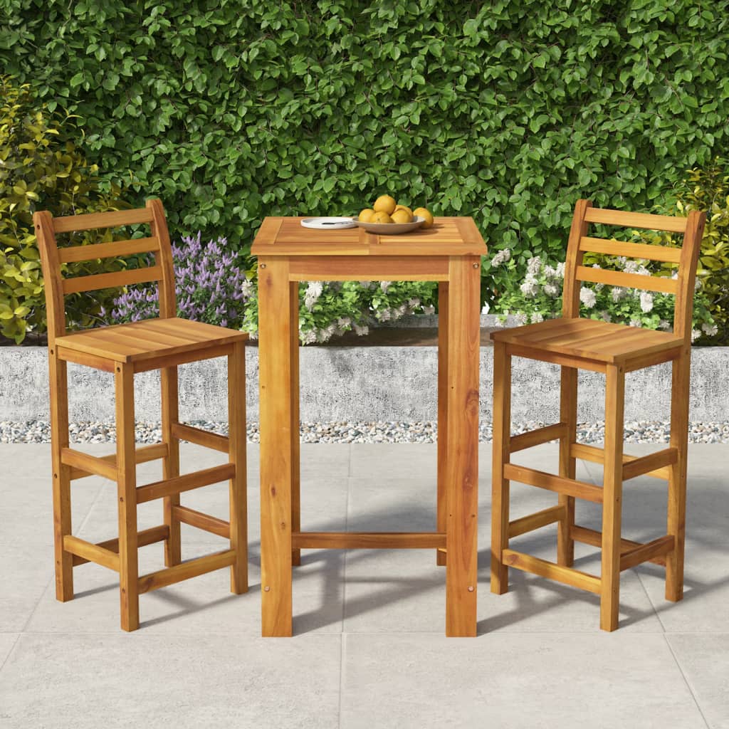 JUNG Vida 3-tlg. Gartenbar-Set Massivholz Akazie