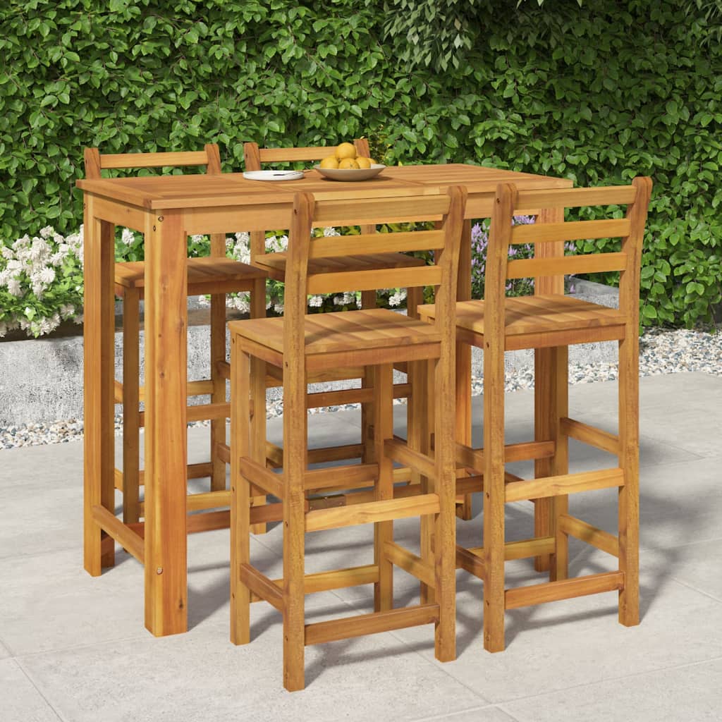 JUNG Vida 5-tlg. Gartenbar-Set Massivholz Akazie