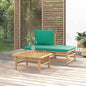 JUNG Vida 3-tlg. Garten-Lounge-Set mit Grünen Kissen Bambus