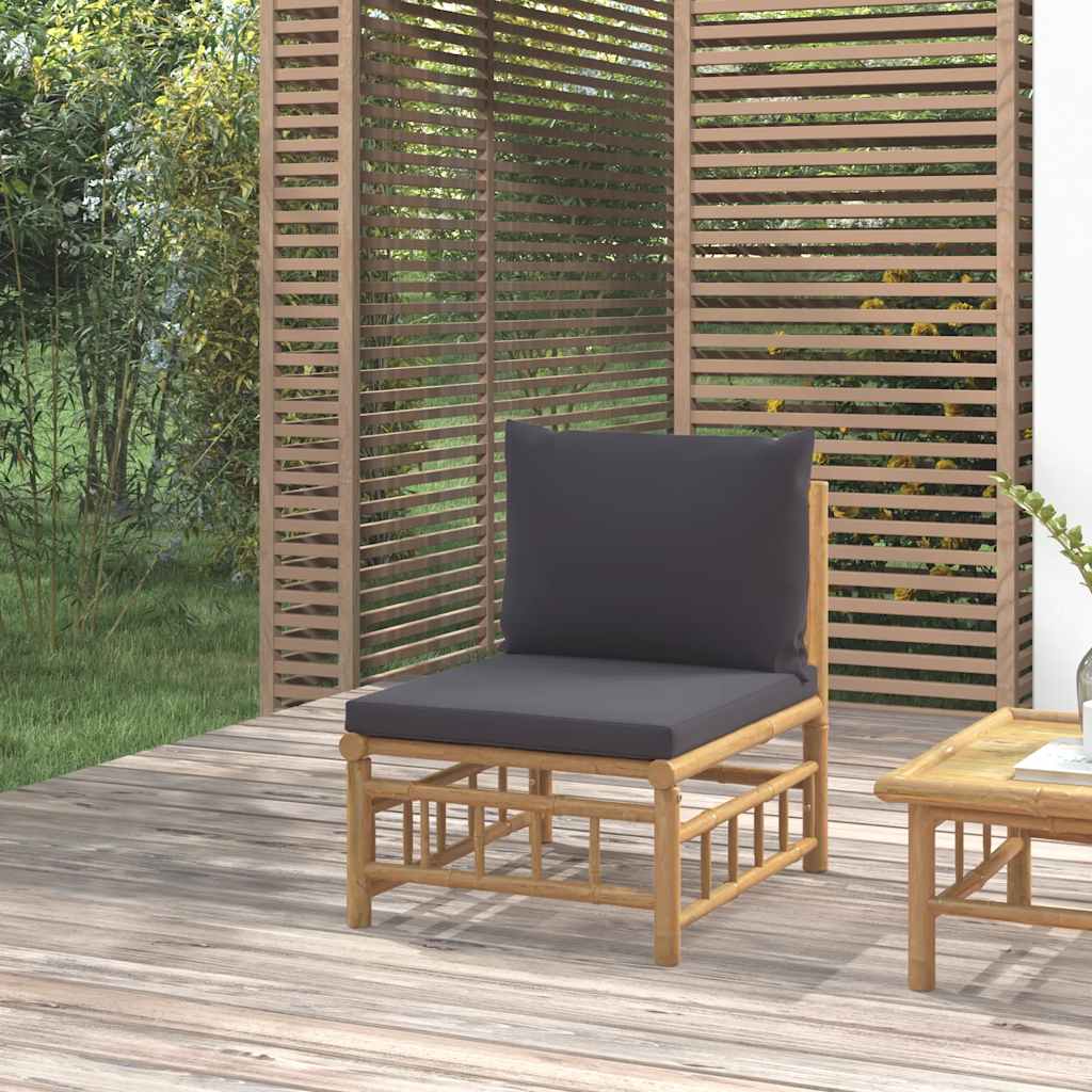 JUNG Vida Garten-Mittelsofa mit Dunkelgrauen Kissen Bambus