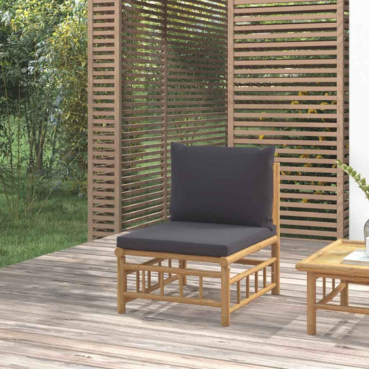 JUNG Vida Garten-Mittelsofa mit Dunkelgrauen Kissen Bambus