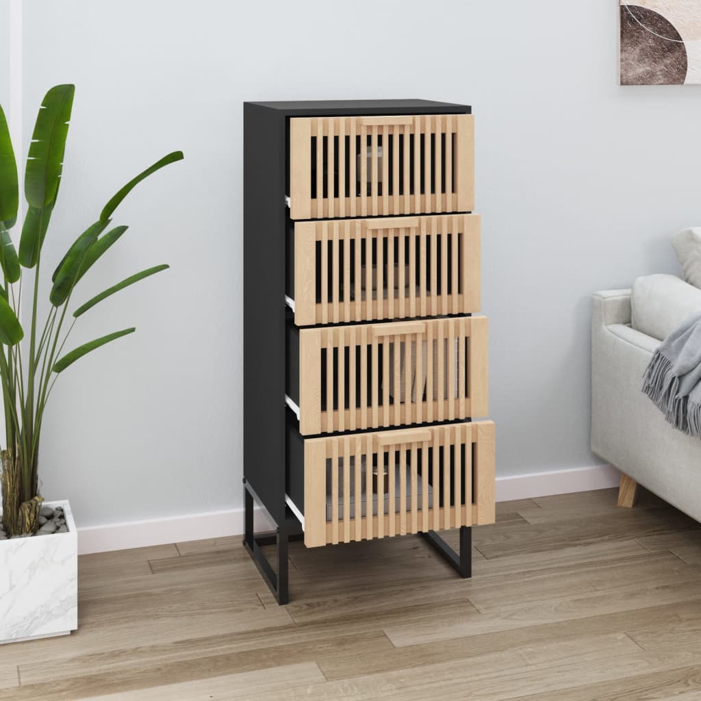 JUNG Vida Highboard Schwarz 40x30x95 cm Holzwerkstoff