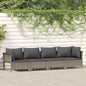 JUNG Vida 4-tlg. Garten-Lounge-Set mit Kissen Grau Poly Rattan