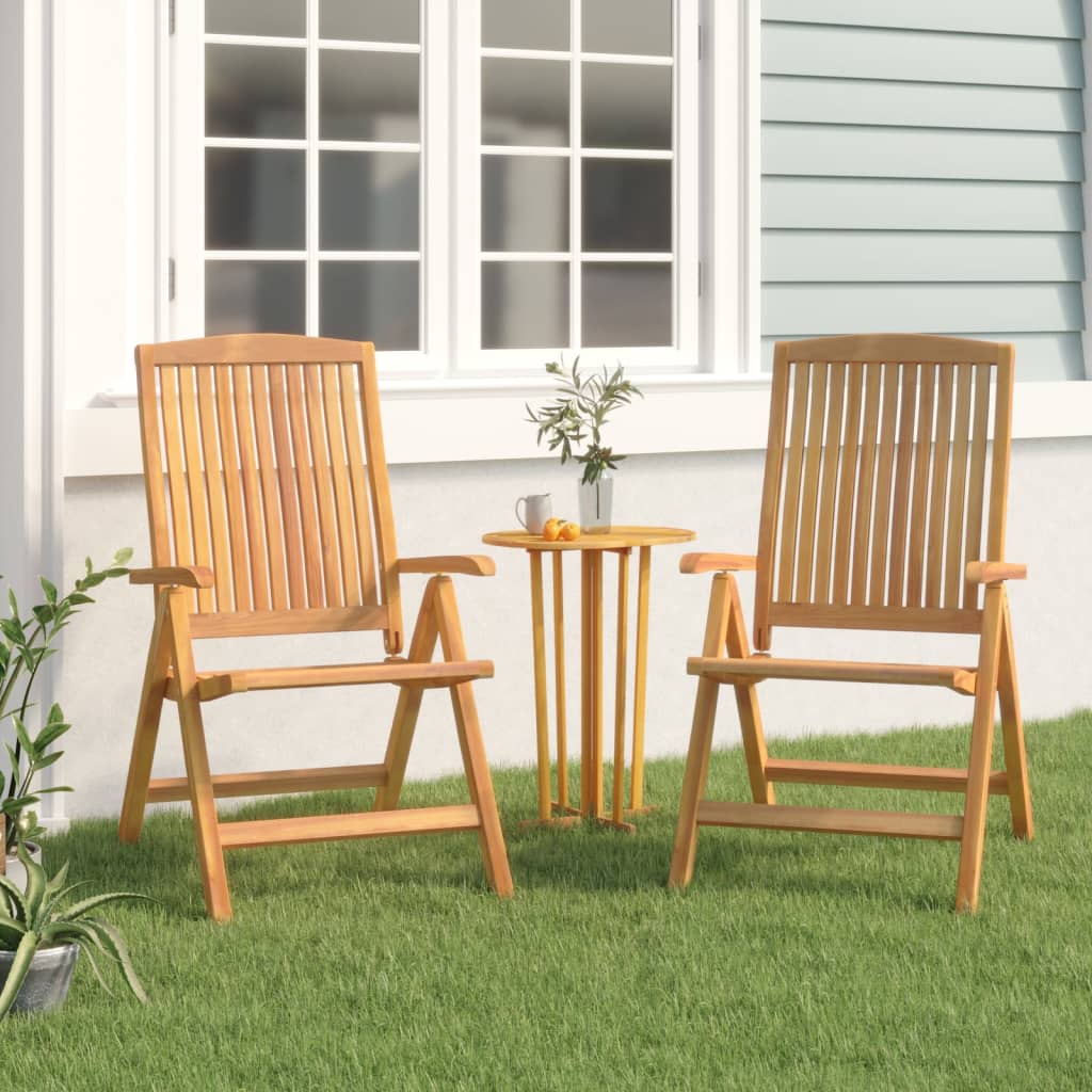 JUNG Vida Gartenstühle 2 Stk. Verstellbar Massivholz Teak