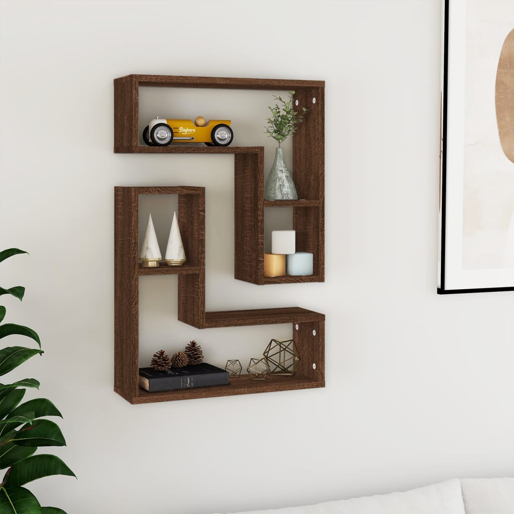 JUNG Vida Wandregale 2 Stk. Braun Eichen-Optik 50x15x50 cm Holzwerkstoff
