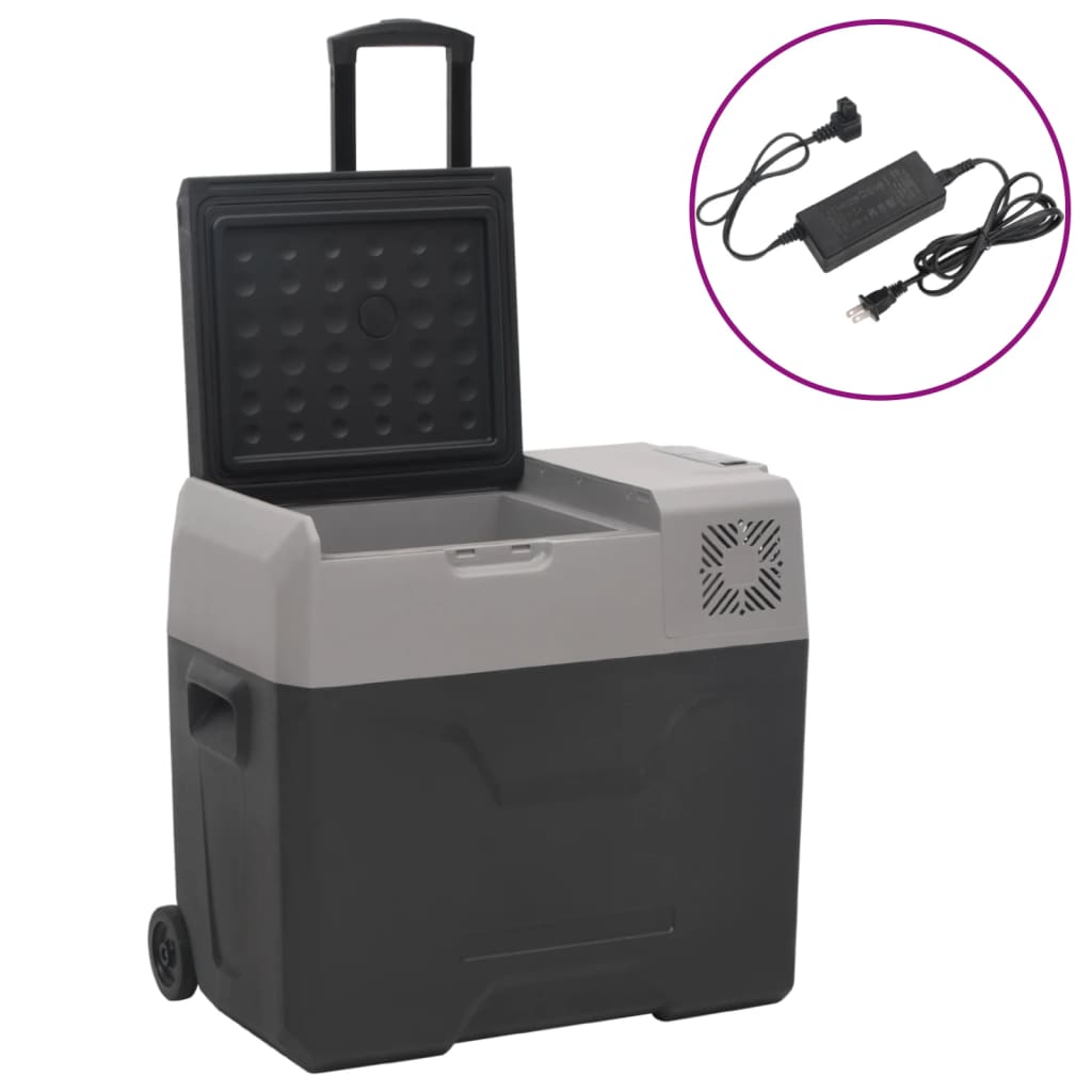 JUNG Vida Kühlbox mit Rollen und Adapter Schwarz & Grau 40 L Polypropylen