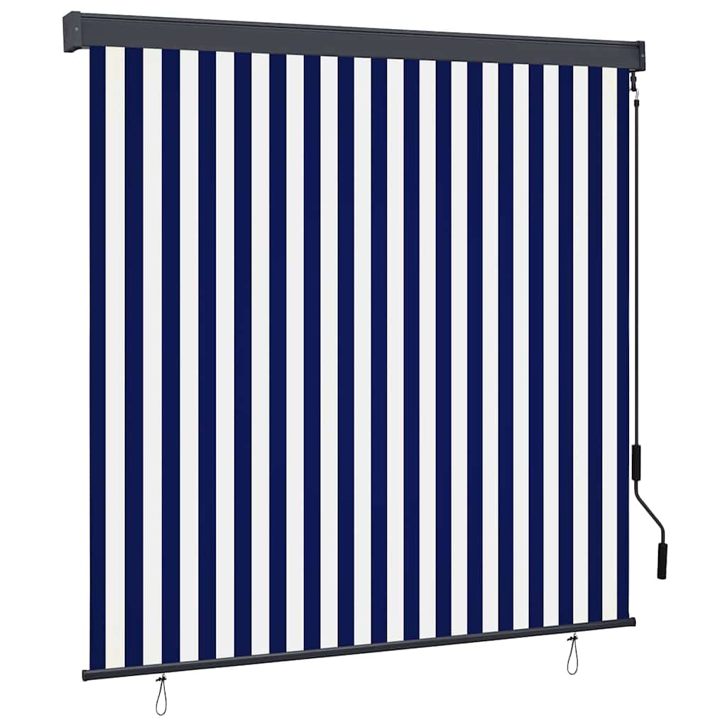 JUNG Vida Rollo Gestreift Blau und Weiß 180 x 250 cm Stoff und Aluminium