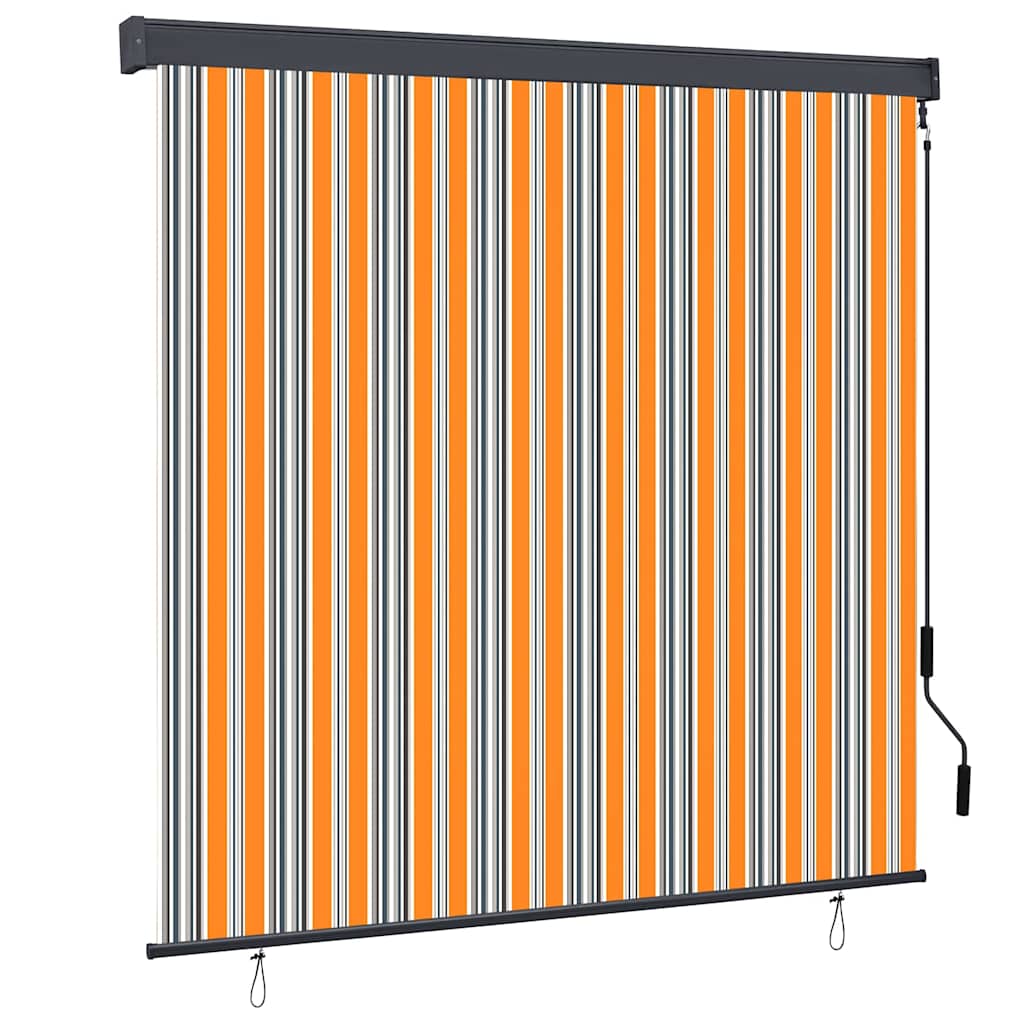 JUNG Vida Rollo Gestreift Gelb und Blau 180 x 250 cm Stoff und Aluminium