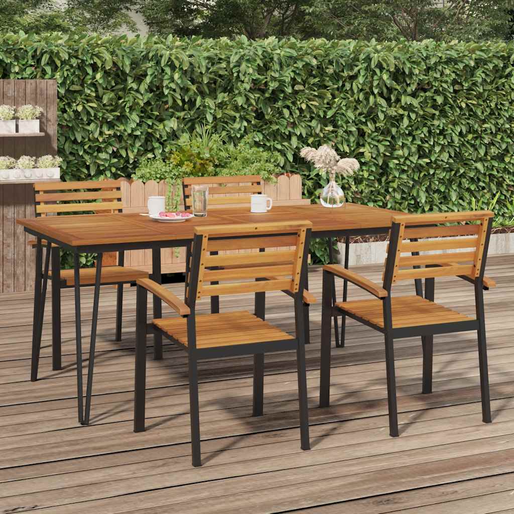 JUNG Vida Gartentisch Haarnadel-Tischbeine 180x90x75 cm Akazie Massivholz