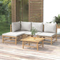 JUNG Vida 5-tlg. Garten-Lounge-Set mit Hellgrauen Kissen Bambus