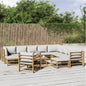 JUNG Vida 12-tlg. Garten-Lounge-Set mit Hellgrauen Kissen Bambus