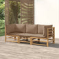 JUNG Vida 3-tlg. Garten-Lounge-Set mit Taupe Kissen Bambus