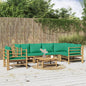 JUNG Vida 7-tlg. Garten-Lounge-Set mit Grünen Kissen Bambus