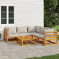 JUNG Vida 6-tlg. Garten-Lounge-Set mit Hellgrauen Kissen Massivholz