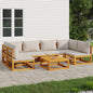 JUNG Vida 7-tlg. Garten-Lounge-Set mit Hellgrauen Kissen Massivholz