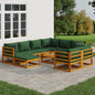 JUNG Vida 10-tlg. Garten-Lounge-Set mit Grünen Kissen Massivholz