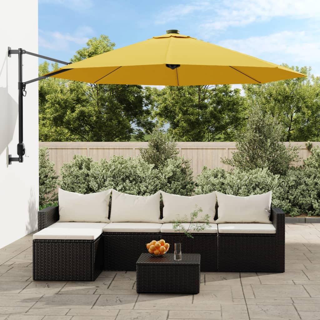 JUNG Vida Wand-Sonnenschirm mit LEDs Gelb 290 cm