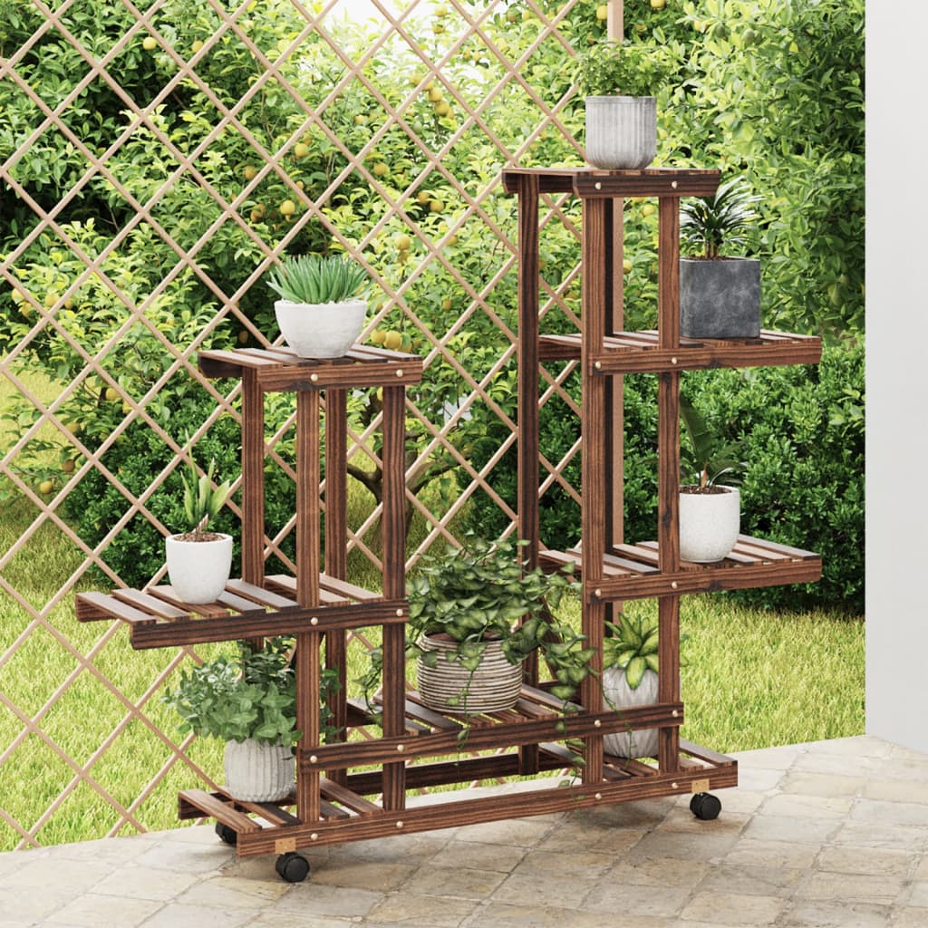 JUNG Vida Blumenständer mit Rollen 95x25x101 cm Massivholz Tanne