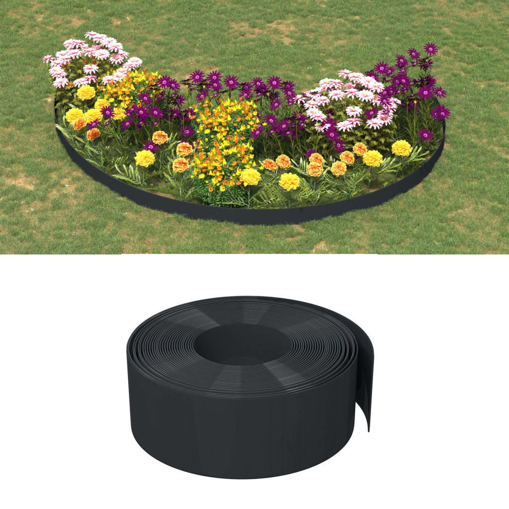 JUNG Vida Rasenkanten 3 Stk. Schwarz 10 m 20 cm Polyethylen