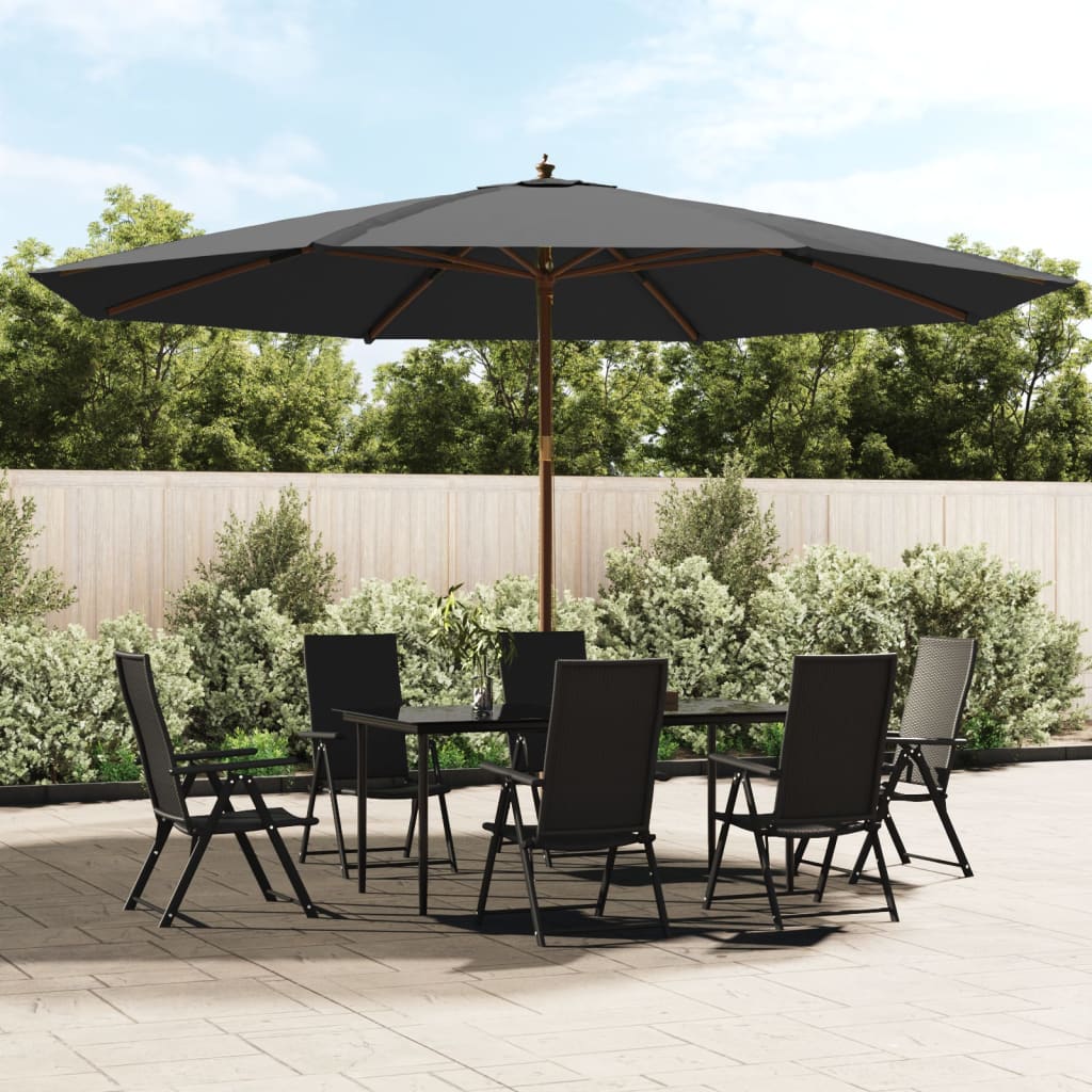 JUNG Vida Sonnenschirm mit Holzmast Anthrazit 400x273 cm