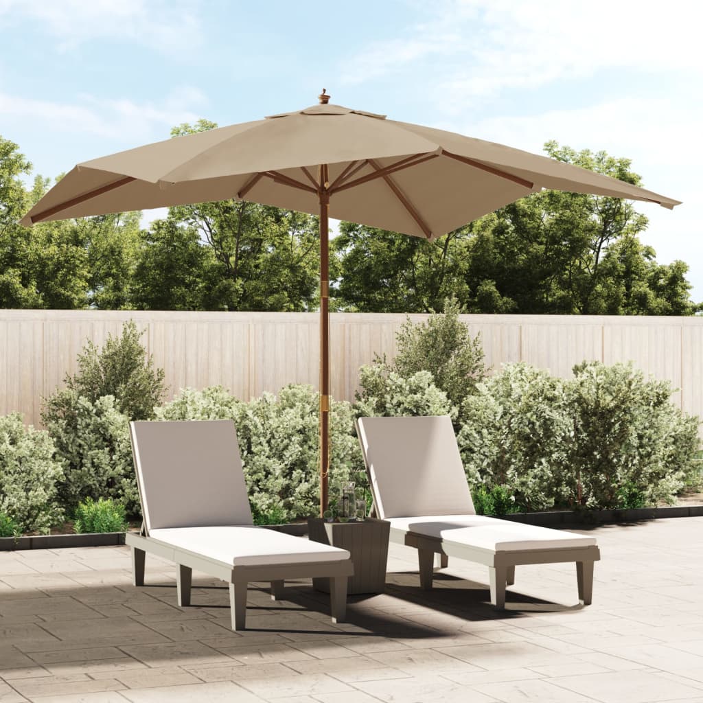 JUNG Vida Sonnenschirm mit Holzmast Taupe 300x300x273 cm