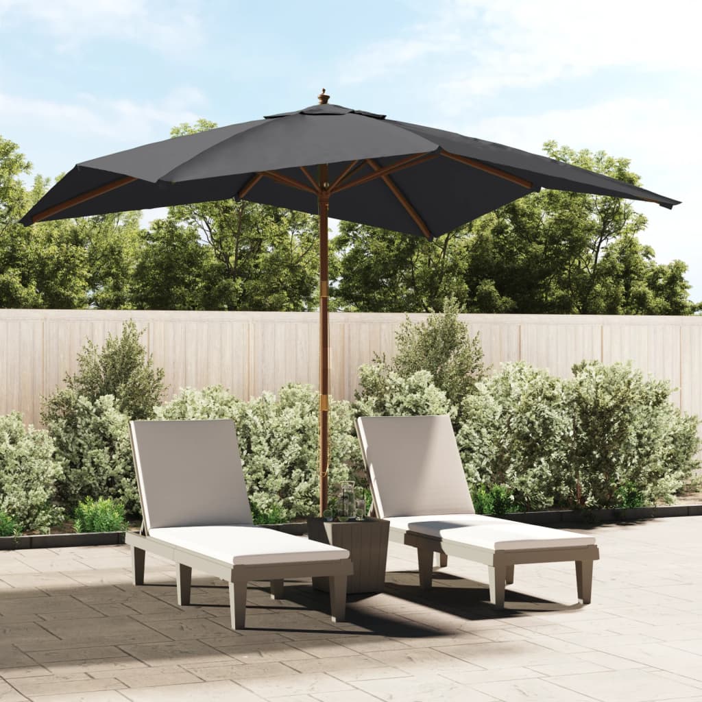 JUNG Vida Sonnenschirm mit Holzmast Schwarz 300x300x273 cm
