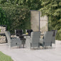 JUNG Vida 7-tlg. Garten-Essgruppe Hellgrau Poly Rattan